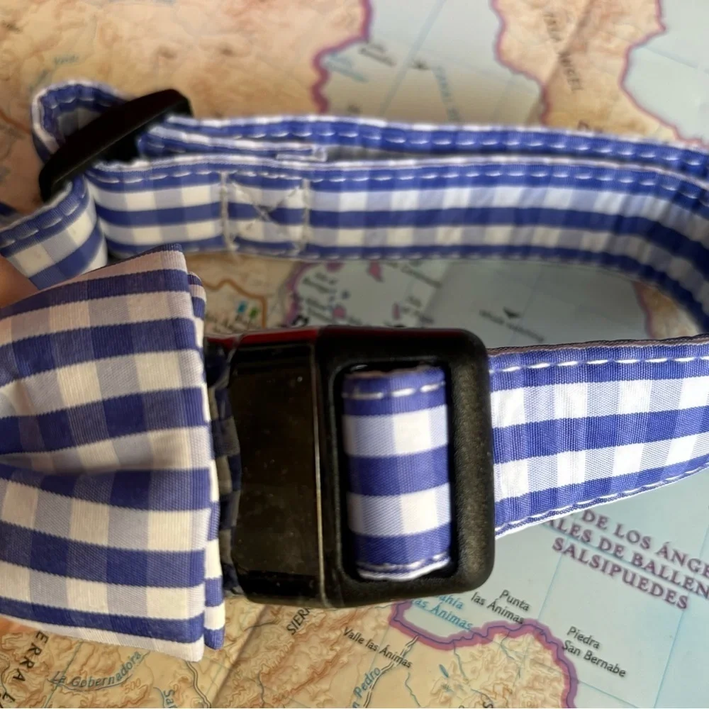 Tag Holder Case, Air Tag Pet Collar with Quick-Release Metal Buckle Blue Plaid M